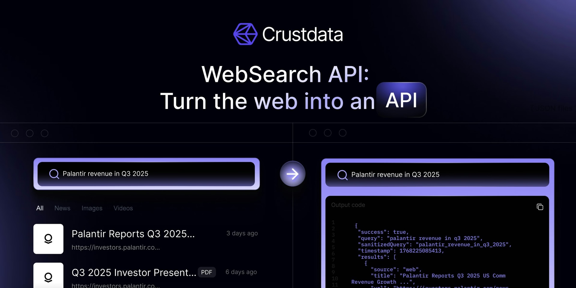 Web search API by Crustdata - Product Image