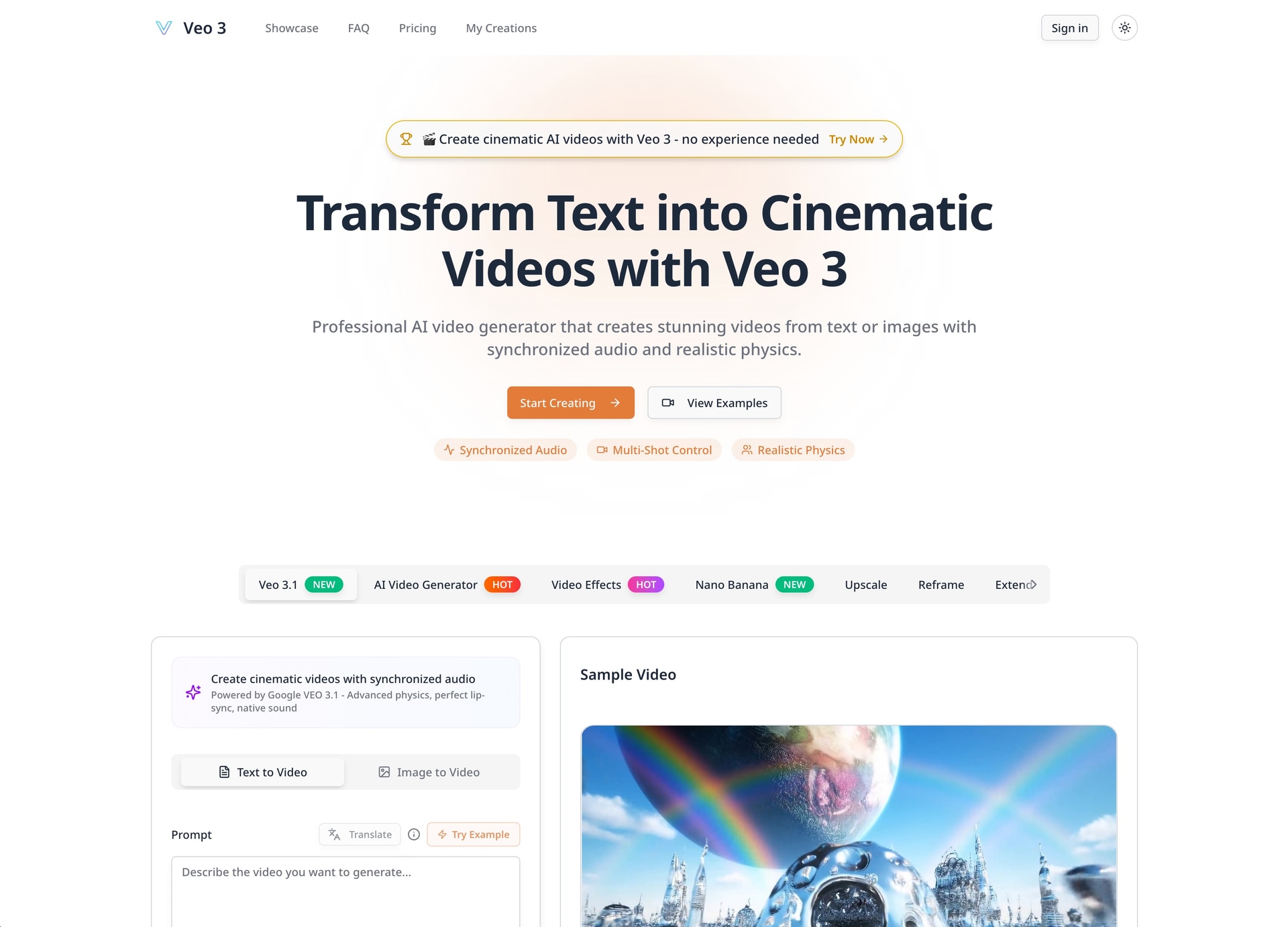 Veo 3 - Cinematic AI Video Generator with Realistic Physics - Product Image