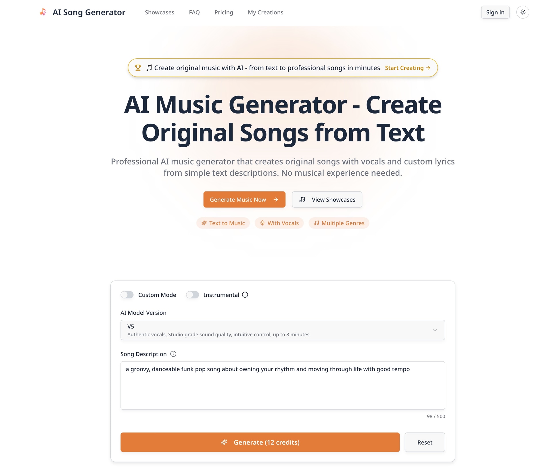 AI Music Generator - Create Songs from Text with AI - Product Image