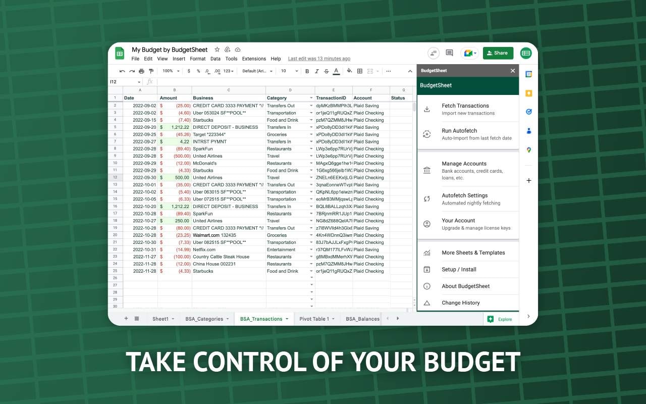 BudgetSheet - Product Image