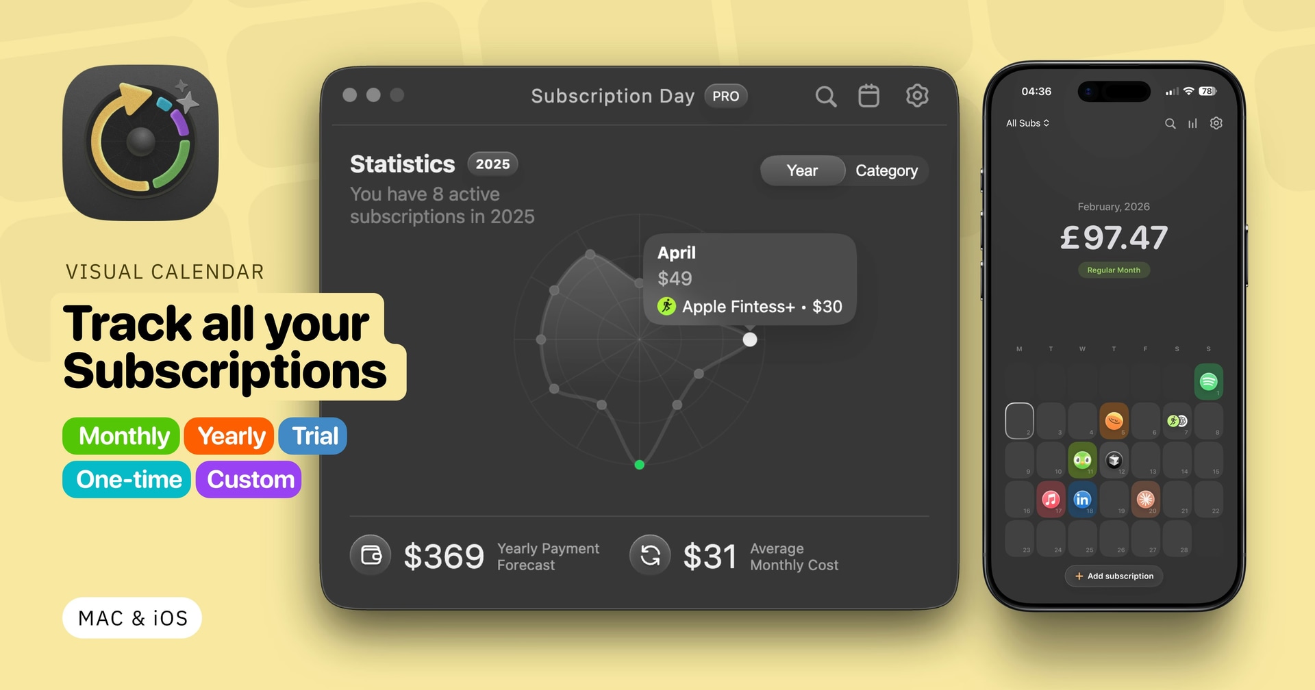 Subscription Day² for iOS - Product Image