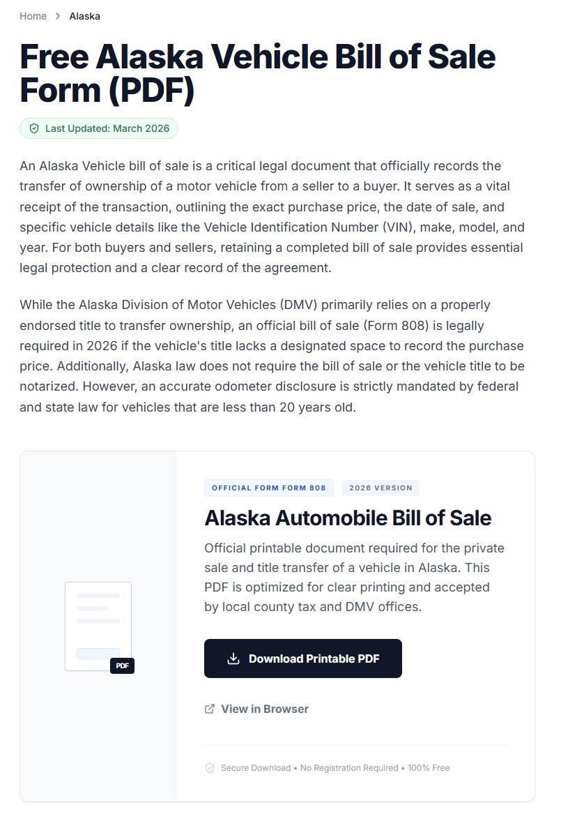 VehicleBillofSale.com - Product Image
