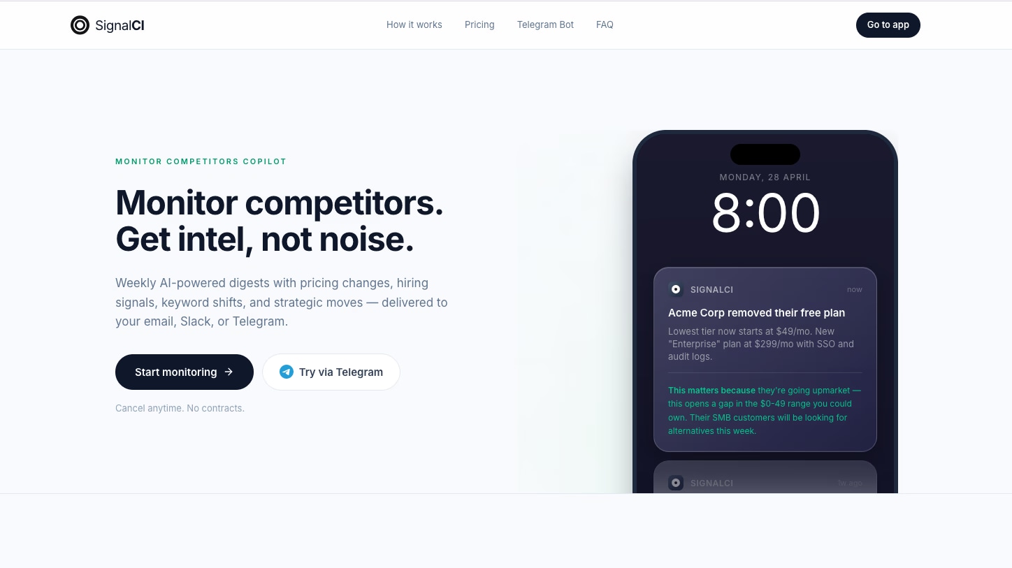 SignalCI - Deploy your Spy Bot - Product Image