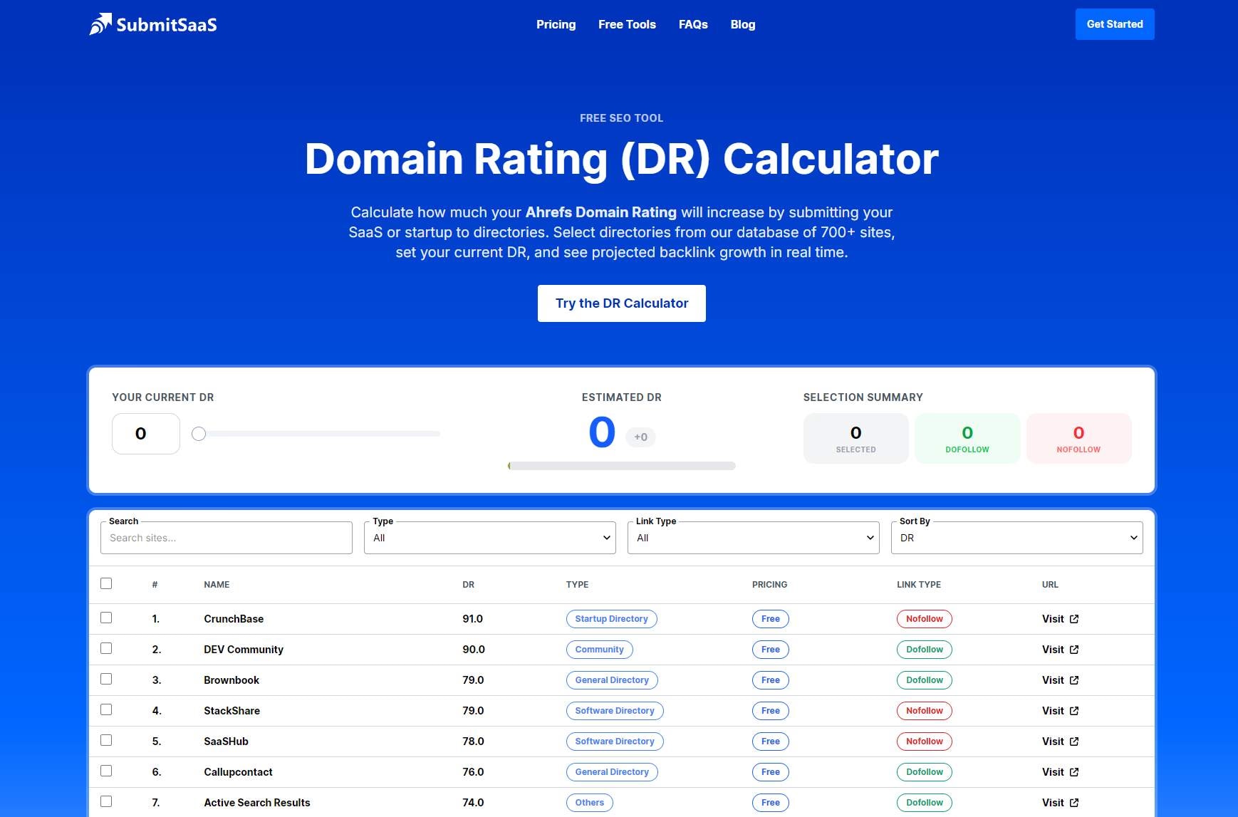 SubmitSaaS Domain Rating Calculator - Product Image