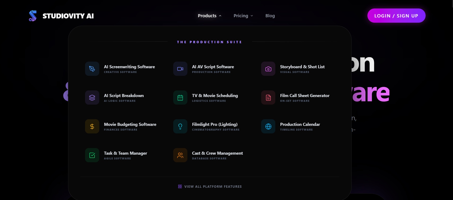 AI Pre Production Software for Film Production Management | Studiovity - Product Image