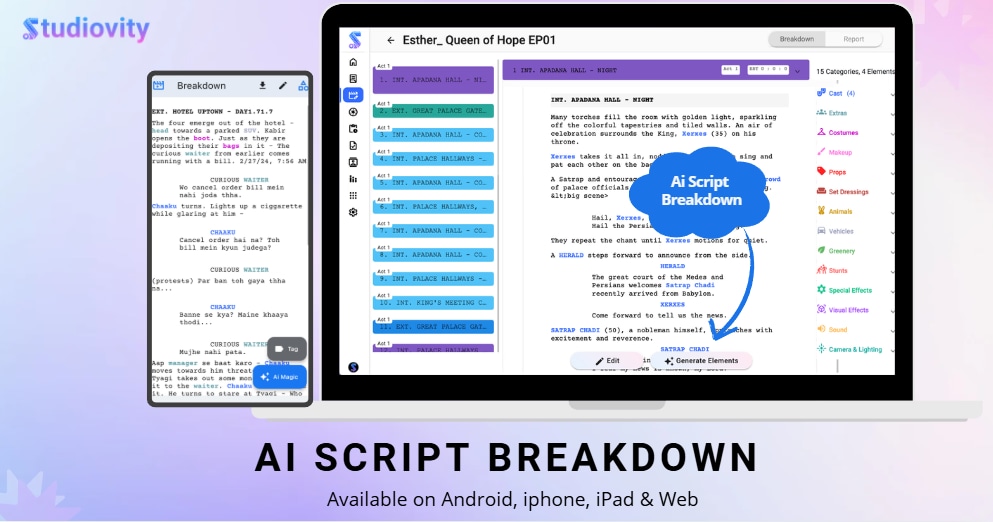 AI Script Breakdown Software | Studiovity - Product Image
