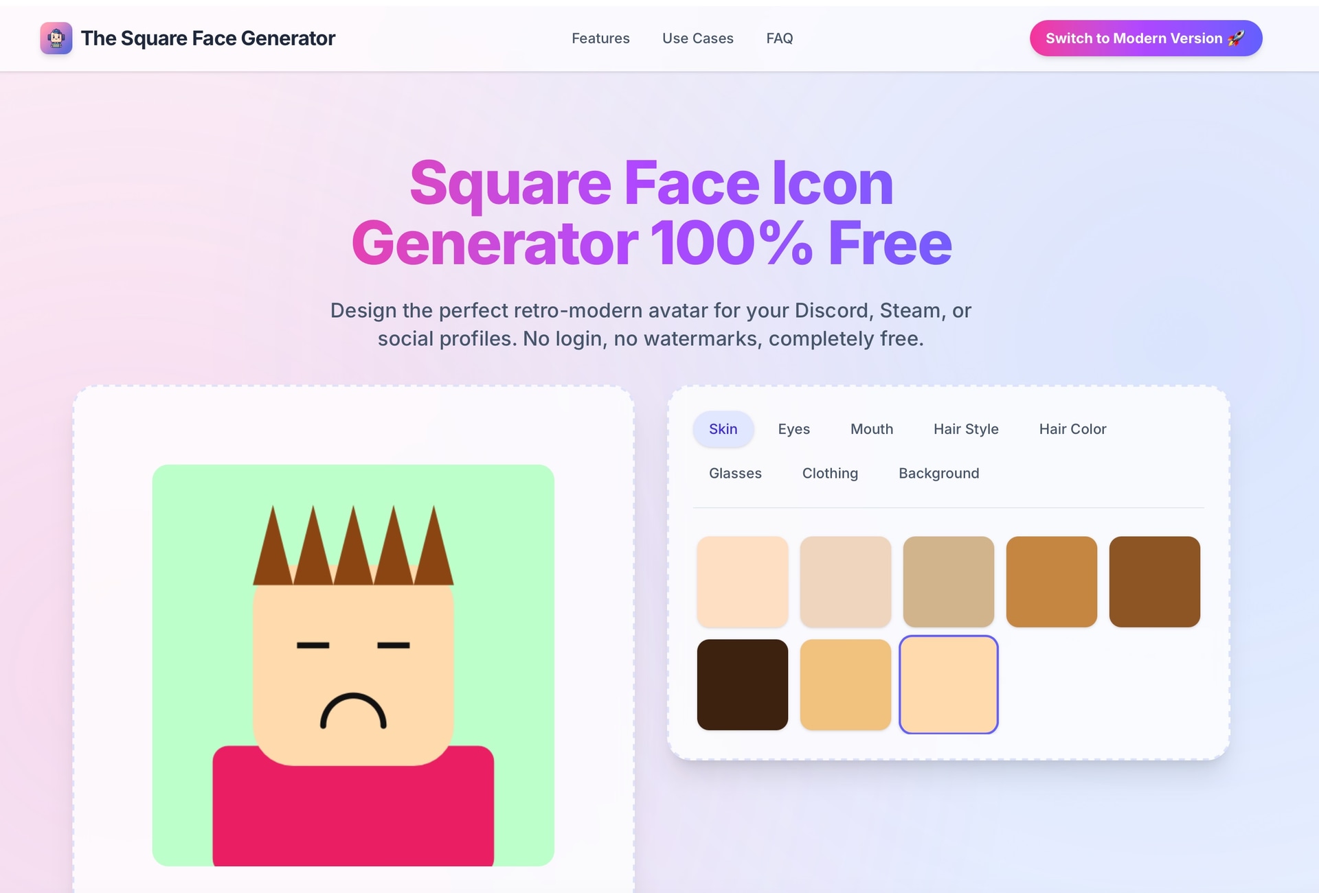 The Square Face Generator - Product Image
